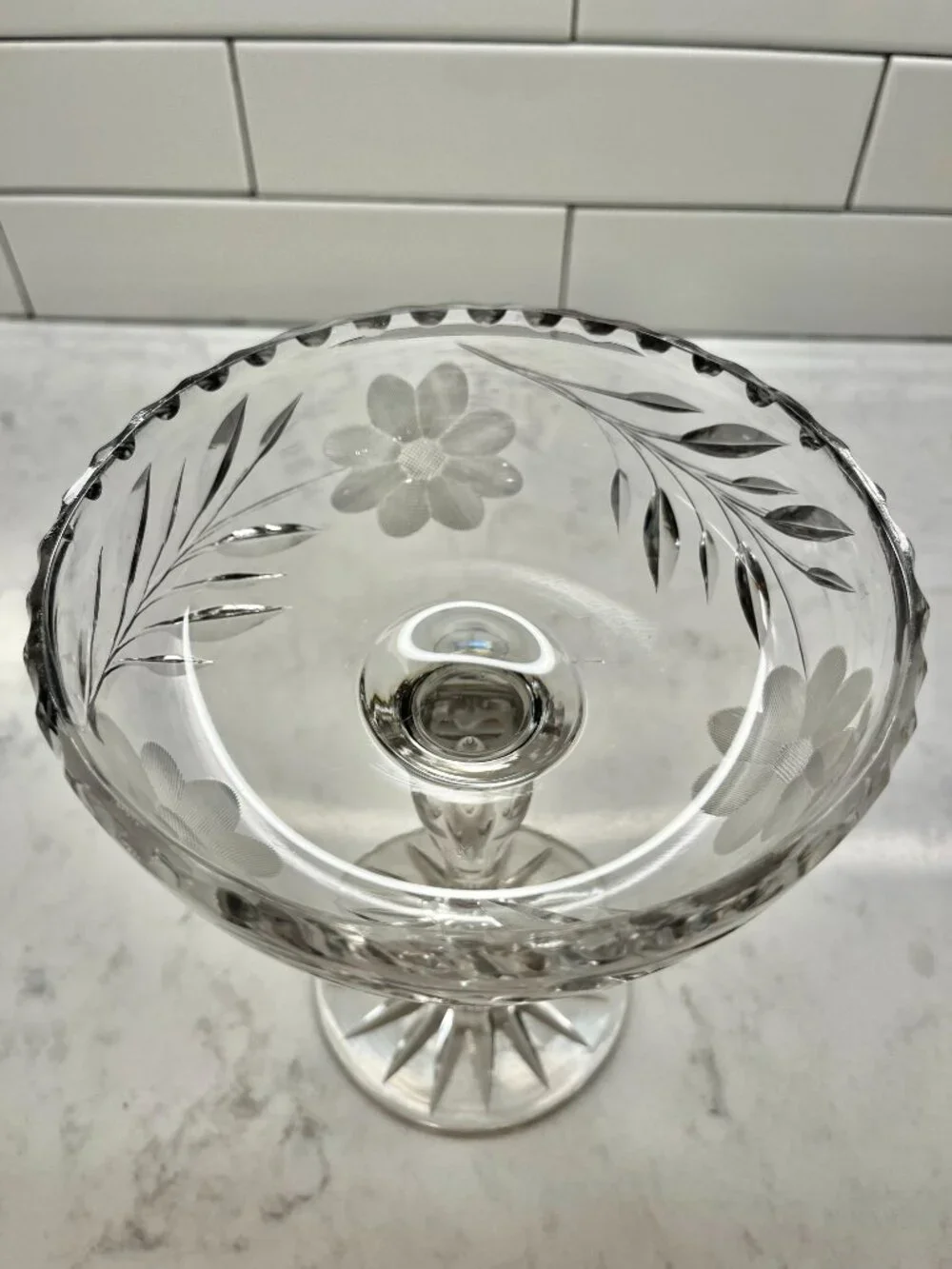 Gorgeous Antique APB American Brilliant Cut Crystal Pedestal Compote Tazza Bowl